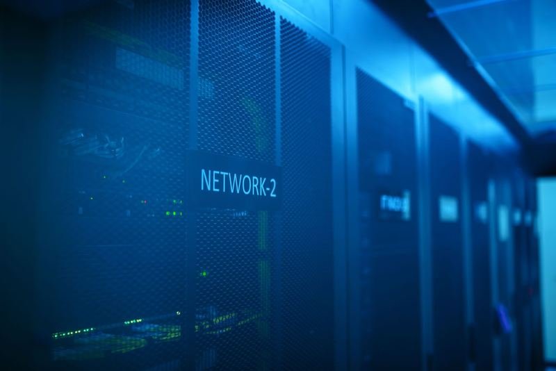 Network racks and cabling in a server room